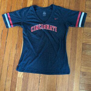 nike university of cincinnati womens ringer tee grey red white uc bearcats m